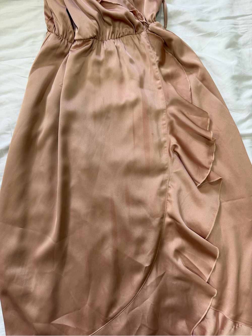 Show Me Your MUMU Samantha Ruffle Wrap Maxi Dress - Champagne Rose Gold - Picture 7 of 8